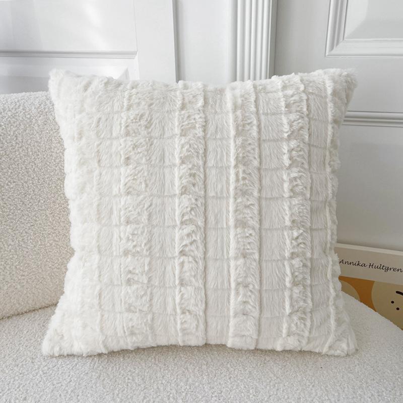 Thickened Skin-friendly Repellent Rabbit Hair Pillow Case In Autumn and Winter Living Room Sofa Cushion Square Cushion Bay Window Pillow B&B Hotel