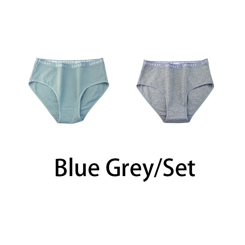 YOUULAR 2PCS/Lot Women Cotton Solid Seamless Panties Sexy Big Size Underwear Letter Lingerie Mid Waist Comfortable Briefs NKT2123-2