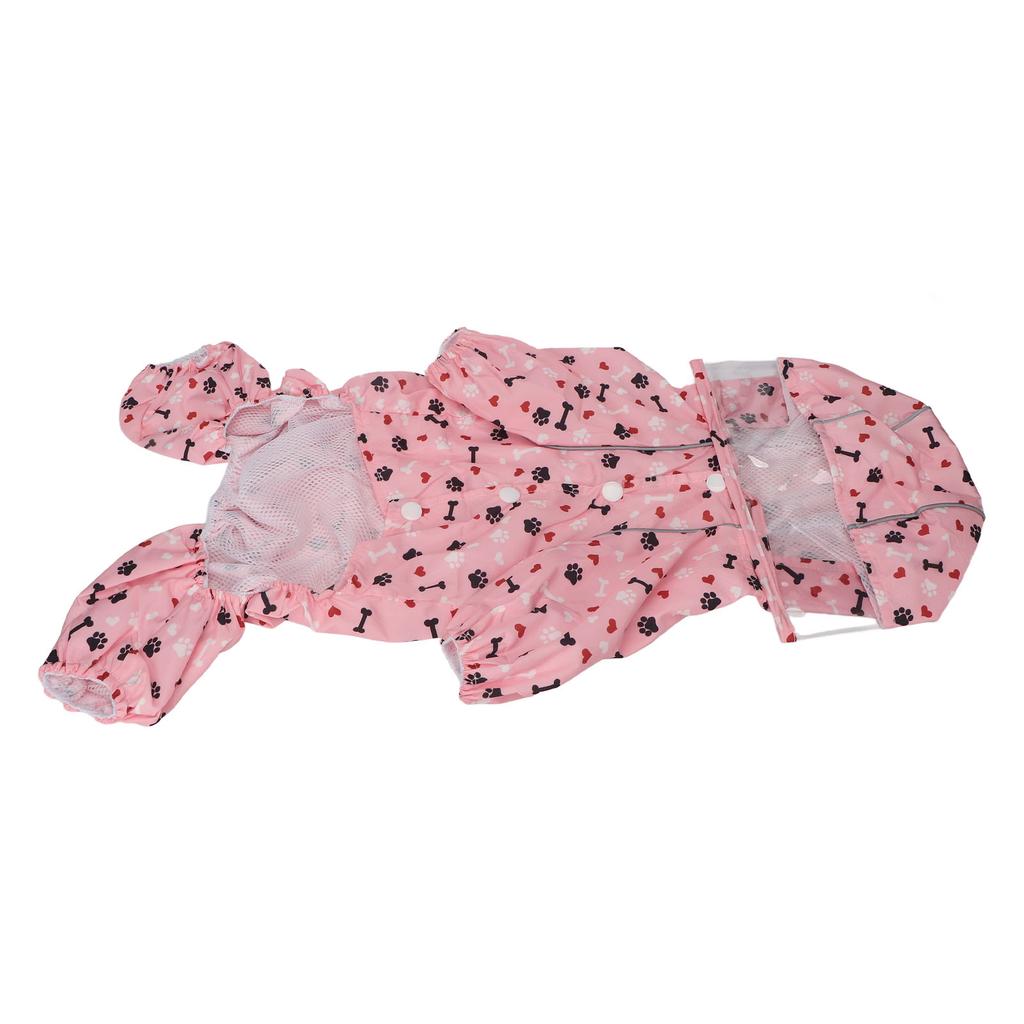 Reflective Puppy Raincoat Jacket Waterproof Breathable Cute Pattern Pet Dog Hooded Rain Coat with D Ring XL