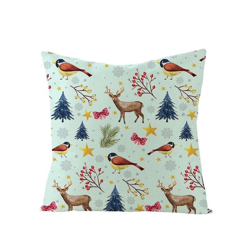 Home Polyester Pillow Cover Cartoon Digital Print Christmas Cushion Cover Living Room Sofa Cushion Cover