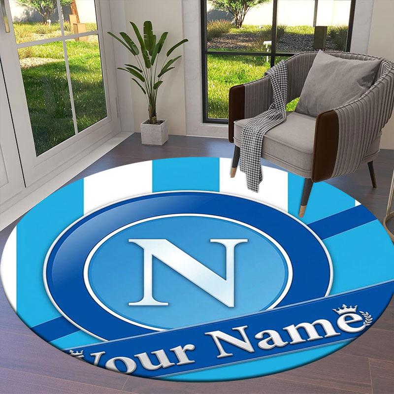 SSC Napoli Custom Name Round Area Rug,Carpet Rug for Living Room Bedroom Sofa Playroom Decor,Non-slip Floor Mat