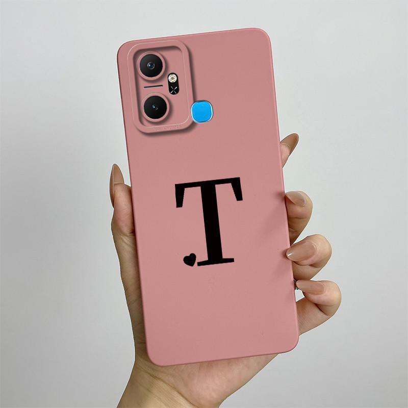 For Infinix Smart 6 Plus Case Infinix Smart6 Plus Phone Case X6823C Cute Initial Letters Square Soft Silicone Back Cover Fundas