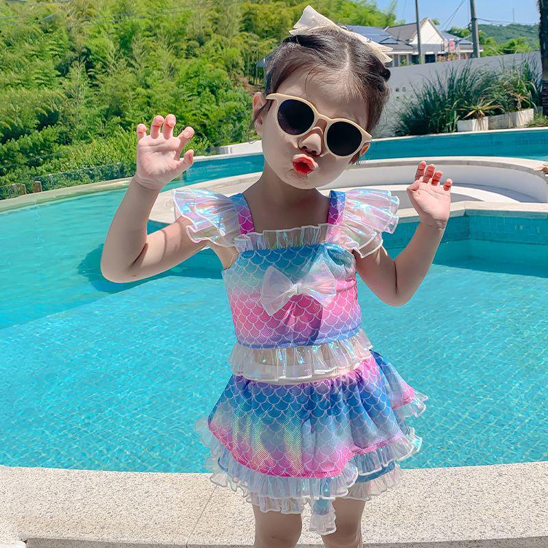 

2025 Новая Мода Купальник Русалки Быстросохнущий для Девочек - Летняя Купальная Одежда для Детей-Знаменитостей Size 110 (Height ~100cm)