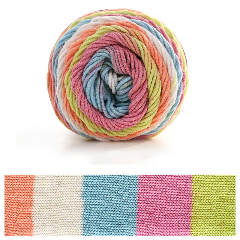 2 Pcs Rainbow Cotton Yarn Segment Dyeing 100g/Ball 5 Strands Of Thick Wool Line DIY Knitting Crochet Sweater Scarf Blanket