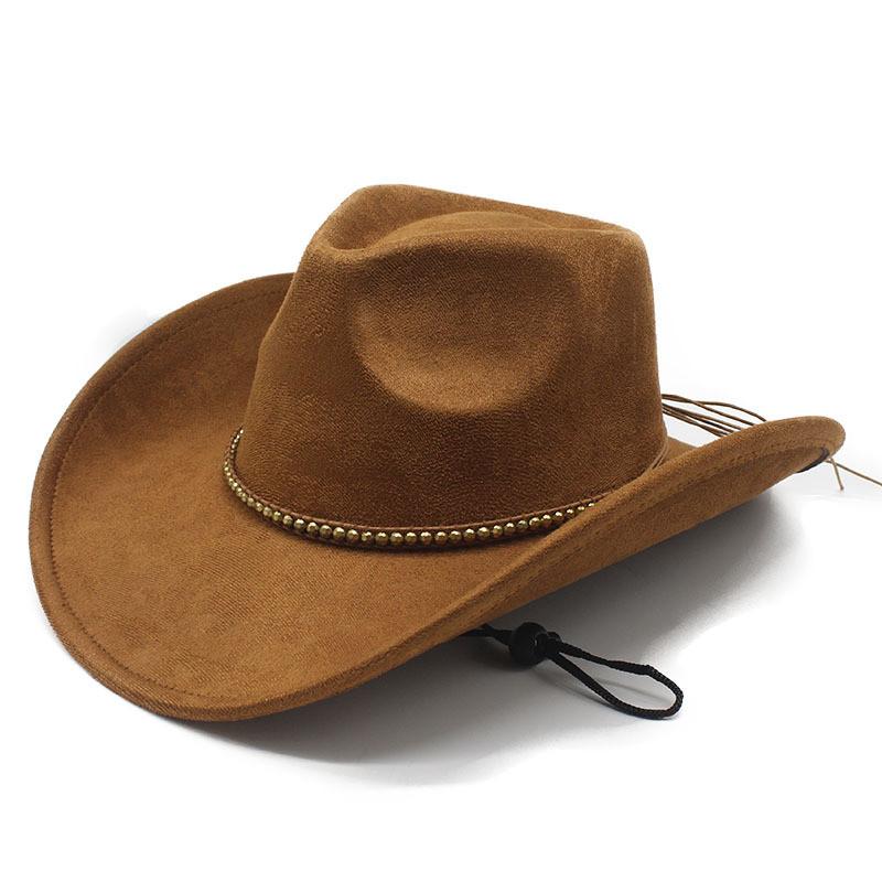 Ethnic Style Western Hat With Buckram Brim And Turndown For Outdoor Wear