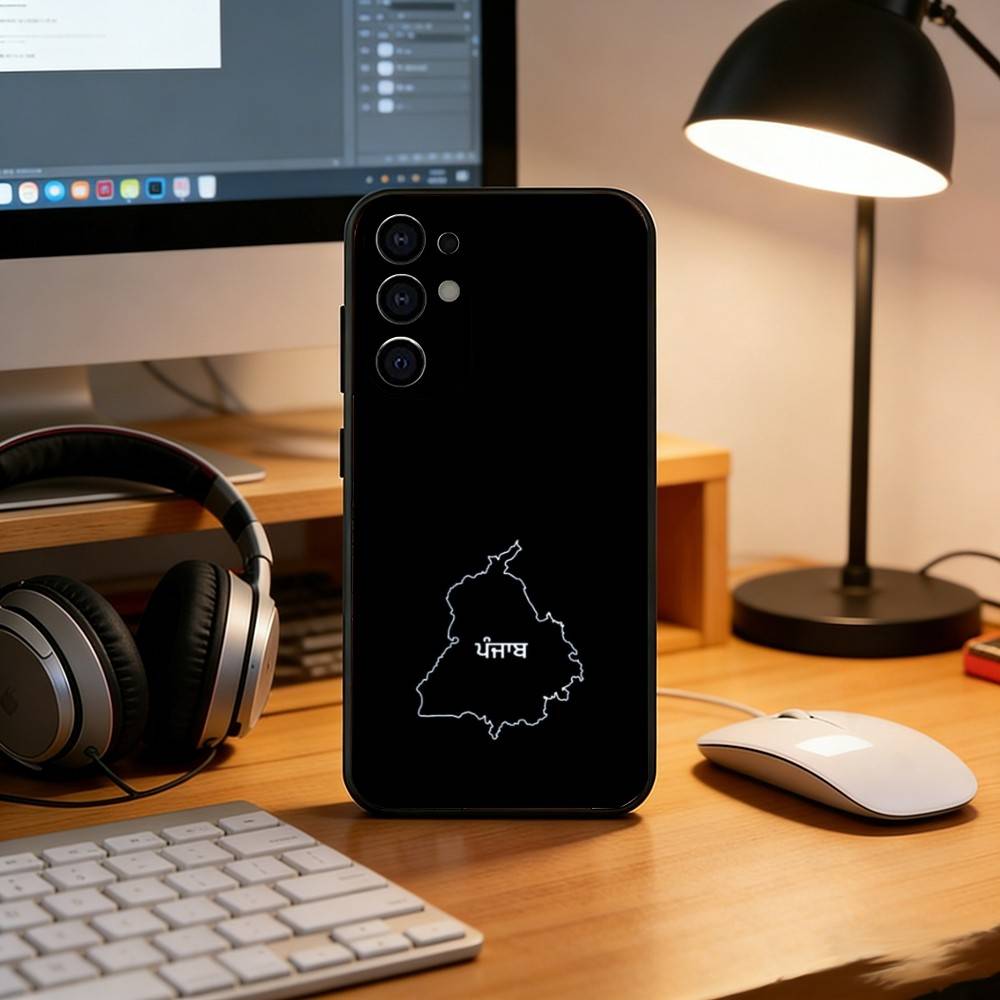 Punjab Map Phone Case For Samsung S25,S24,S21,S22,S23,S30,Ultra,S20,Plus,Fe,Lite,Note,10,Black Cover