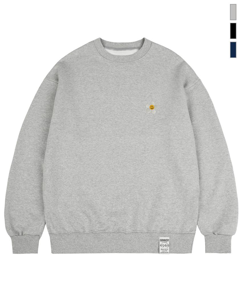 GRAVER [Unisex] Flower Dot Embroidered Sweatshirt_2 Colors