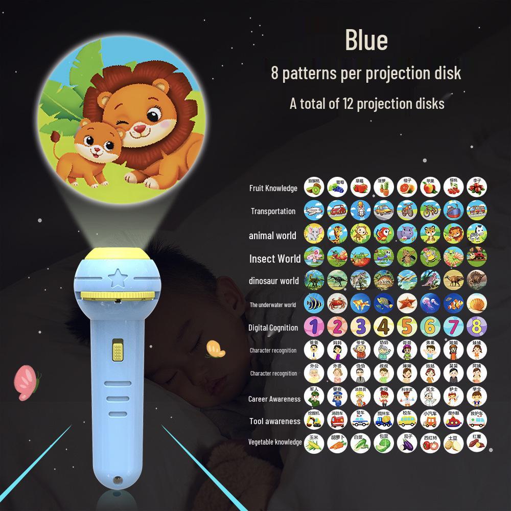 Children's Animal Projector Flashlight - Early Education Luminous Toy for Baby Picture Recognition and Cartoon Projection Gifts