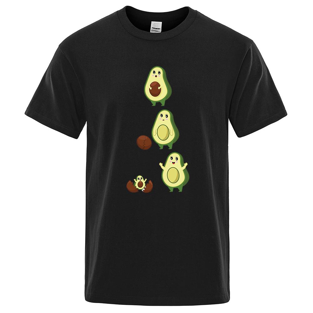 Cartoon Cute Avocado Funny Man Clothing Loose T-Shirts Breathable Street Tops Pattern Cotton Sportswear Summer Tshirt
