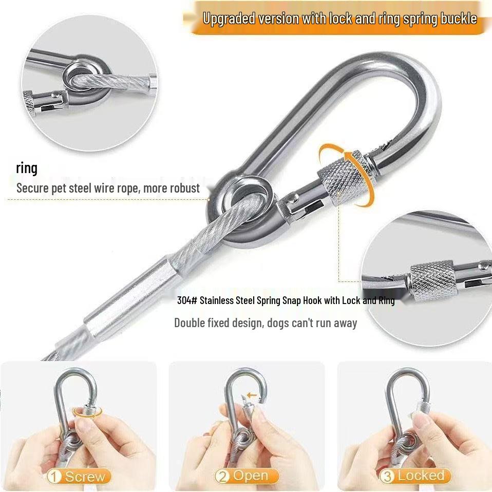 Heavy-Duty Steel Wire Dog Leash Extension, 3m & 6m – Durable, Bite-Resistant Chain for Large Dogs