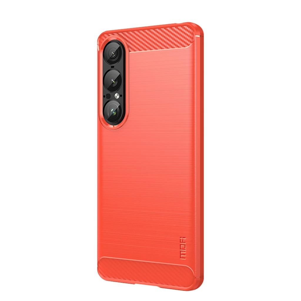 For Sony Xperia 1 VII Back Cover MOFI Brushed Texture Carbon Fiber Soft TPU Case
