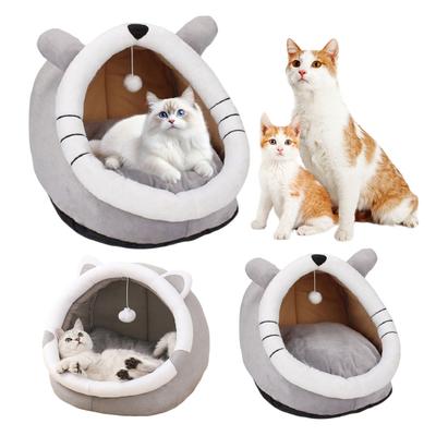 Cute Cat Cave Bed Funny Cat Nest with Hanging Ball Cozy Cat Calming Bed