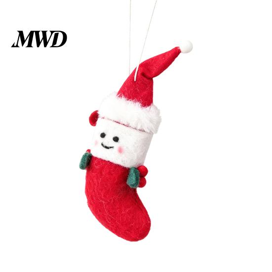 Festive Home Party Supplies Christmas Felt Ornament, Handmade Wool Santa Candy Cane House Soft Woolen Decorations for Kids Snowman Hanging Holiday