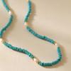 Turquoise Seed Bead Freshwater Pearl Adjustable Choker Necklace