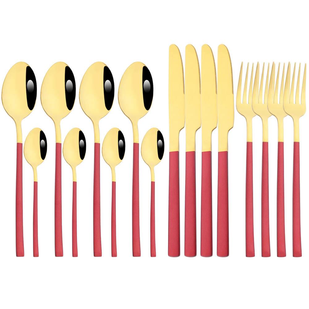 Jankng 16 sztuk czarne sztućce złote szwy zestaw obiadowy ze stali nierdzewnej kuchnia strona główna zachodnie zestaw sztućców nóż widelec łyżki zestaw zastawy stołowej