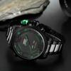 Men's Watch Analog Digital Display 3ATM Waterproof Stainless Steel LED Calendar Quartz Casual Business Fashion Accessory Black