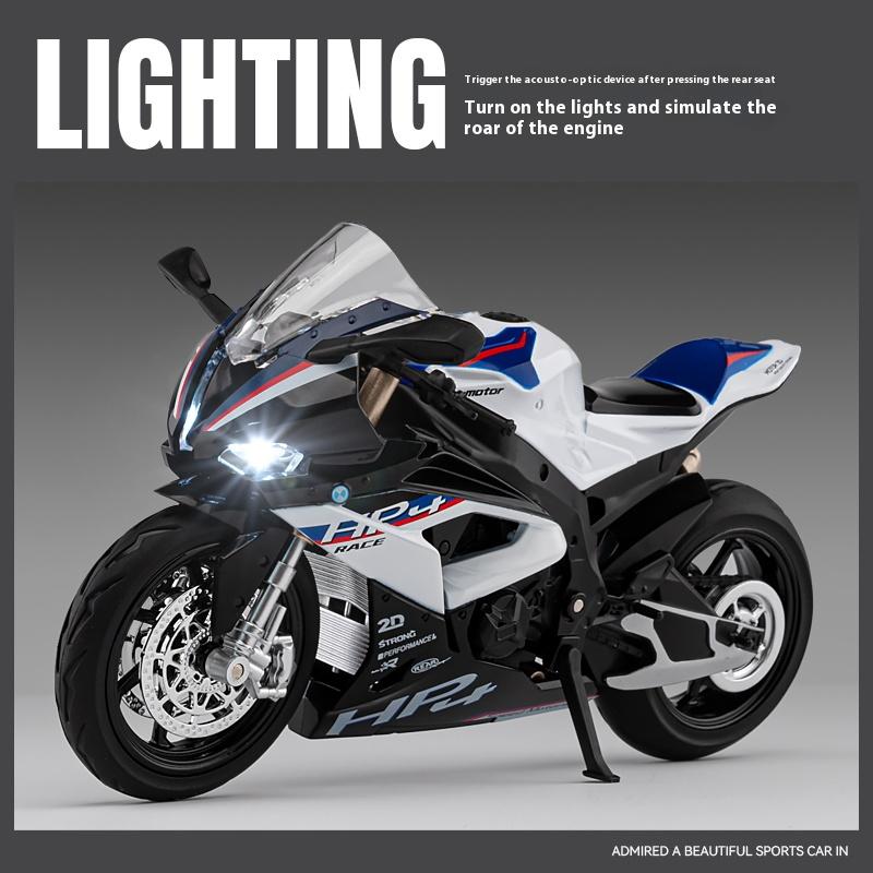 1/12 BMW HP4 Motorcycle Model Metal Die Cast Locomotive Model Simulation Light Collection Ornament Boy Gift