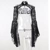 Gothic See Through Shrug Tops Grunge Aesthetic Black Flare Sleeve Crop Top Women Streetwear Vintage Punk Sexy Clothing