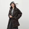 Women's Retro French Lapel Plaid Wool Blend Coat