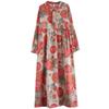 Vintage Printed Loose Lace Long Sleeve Hem Long Dresses