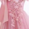Girls' Off-Shoulder Spaghetti Strap Beaded Flower Princess Wedding Dress