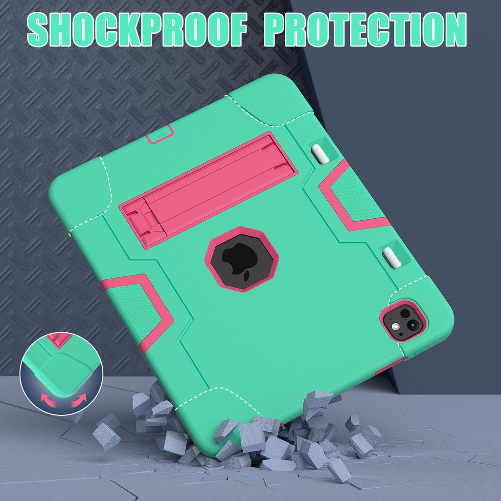 For iPad Pro 13 (2025)/13 (2024) Case Robot Style Silicone + PC Tablet Cover with Kickstand