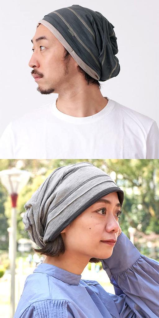 CasualBox Leichte Baumwolle Gestickte Linie Große Beanie Übergröße Sommerhut [Charm] 100% [Einheitsgröße/Dunkelgrau]
