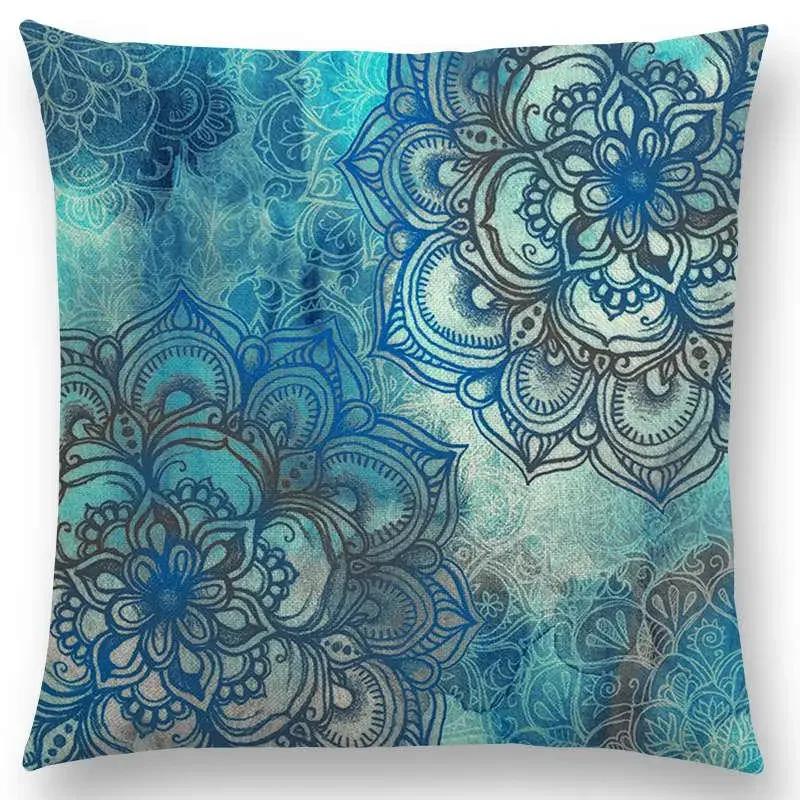 Neu Wunderschönes Blatt Blume Herrliches Florales Doodle Buntes Dekoratives Muster Mandalas Auto Kissenbezug Sofa Überwurf Kissenbezug