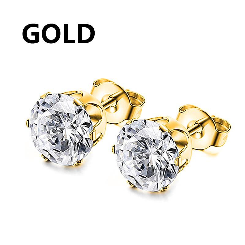 1 Pairs Punk Multiple Stainless Steel Stud Earrings Men Women Gothic Cross Round Street Pop Hip Hop Ear Stud Piercing Zircon
