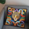 2D Leopard Print Pillow Cover With Ornate Border Pattern Cushion Cover Suitable For Sofa Bedroom Car Pillow Cover