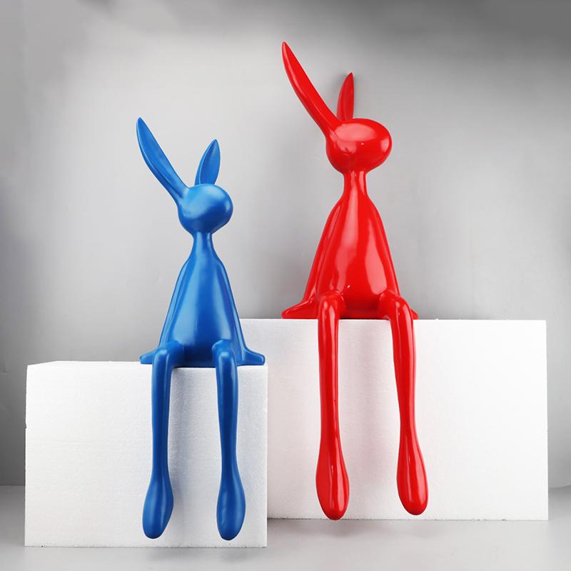 28CM Nordic Home Decorate Figurines for Interior Gift Rabbit Statue Christmas Room Decor Abstract Art Sculpture Desk