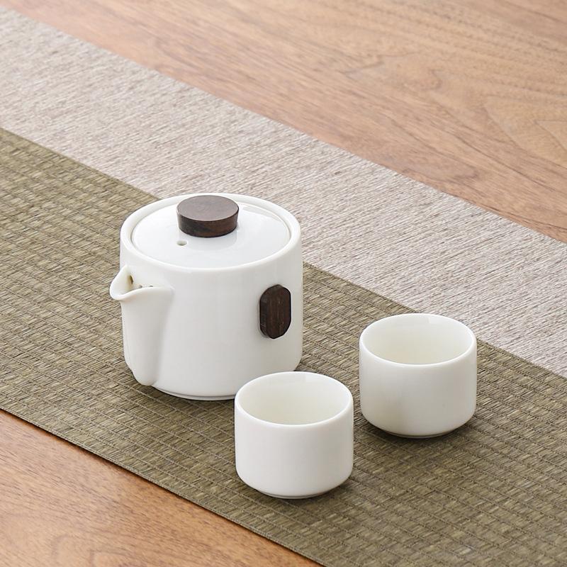 

Suet jade white porcelain side handle pot tea set gift box gift business gift