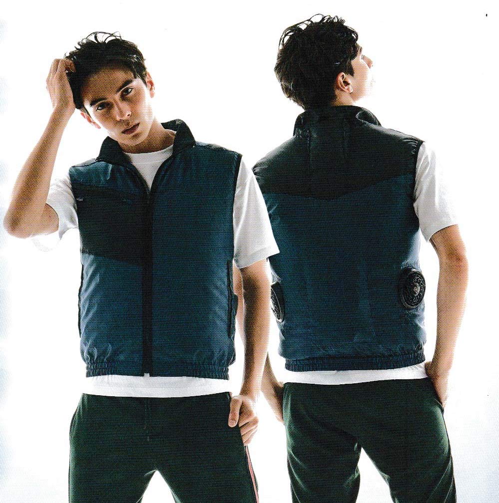 Air Conditioning Fuujin Clothing Vest Original [Cooling Wear] SUN-S (Sun-S) [KU95990] (Clothing Only/Includes Sticker) (Size 89. Gray, LL)