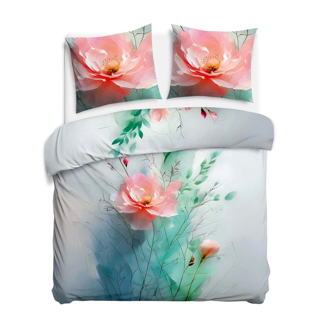 Bedding Set 220x200 SATIN COTTON Digital Print Floral Abstraction