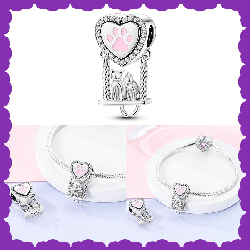 New Copper Fashion Rubik'S Cube Kitten Swing Skull Charm Bead For 3Mm Bracelet Diy Fine Jewelry Making Gift