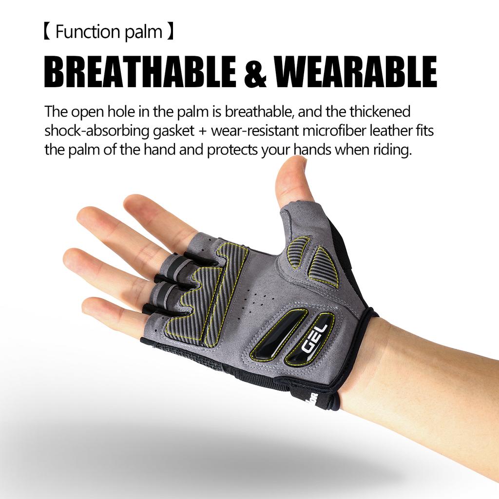 MTB Road Bike Half Finger Biking Gloves Angling Fitness Gloves Black Shockproof Wear Resistant Breathable Motorcycle Glo Practical Use