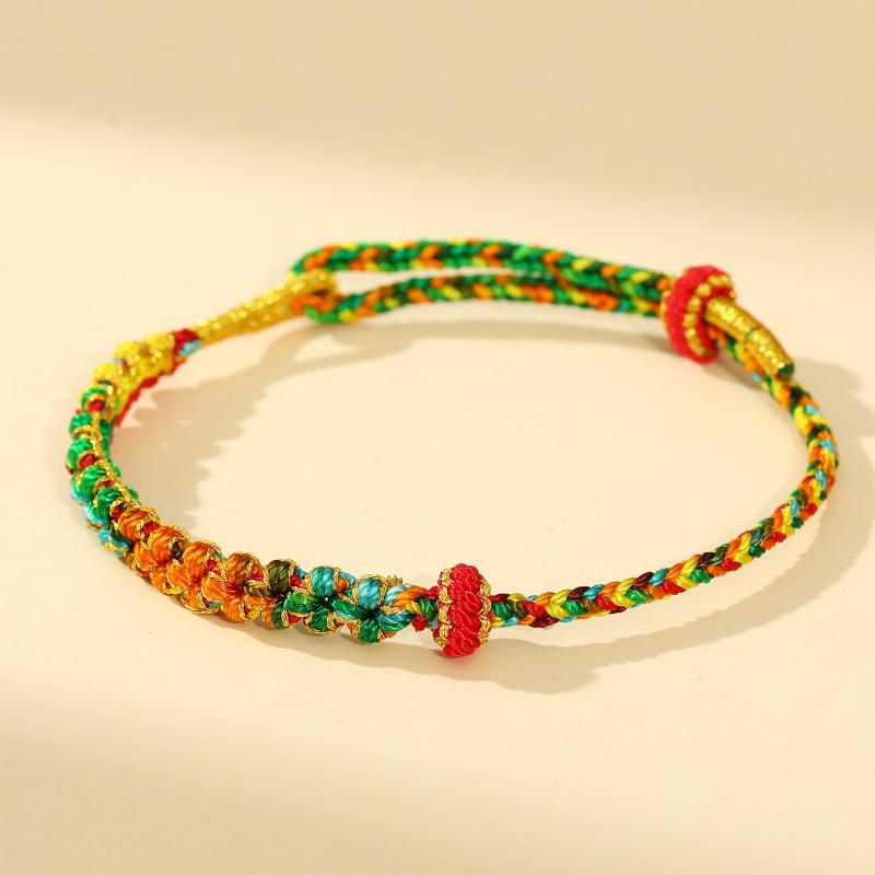 Five-Color Beaded Dragon Boat Festival Bracelet: DIY Peach Blossom Knot with Gold Accessories, Eight-Strand Handcrafted Gift