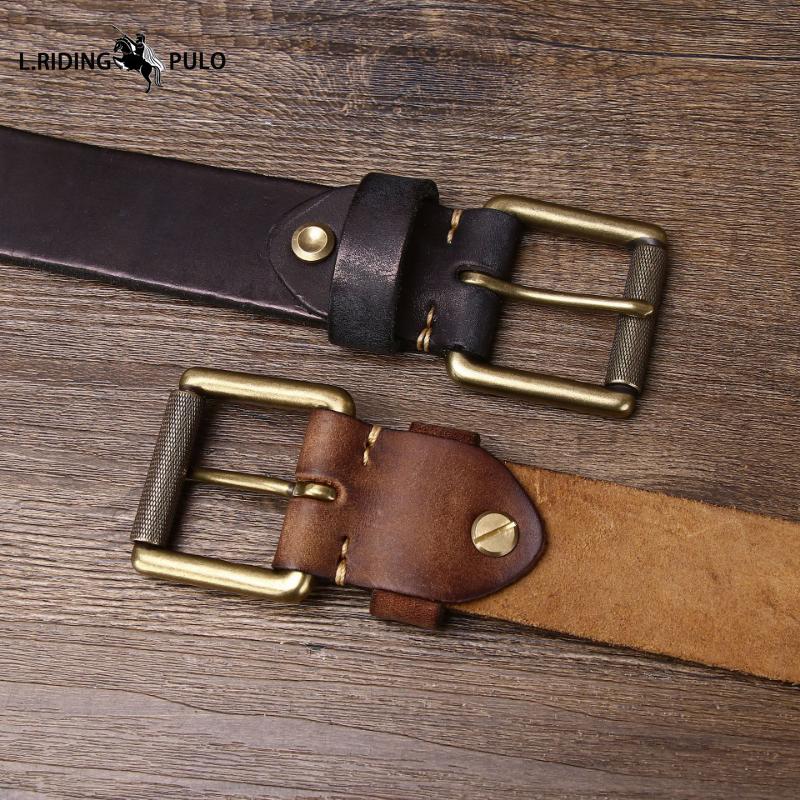 Purely Handmade Widened and Thickened Top Layer Cowhide Men's Belt American Retro Genuine Leather Pin Buckle Belt Men's