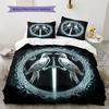 Bird and Sword Pattern Bedding Quilt Set  Home Decoration  Gift (1 * duvet cover + 2 * pillowcase  without core)
