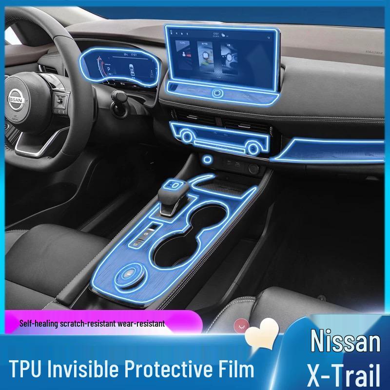 Nissan X-Trail Interior & Exterior Protective Film Set - Navigation, Console, Gear Shift, Screen, B-Pillar, Headlight (TPU)