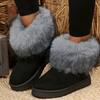 Large Size Fluffy Snow Boots for Women, Warm In Autumn and Winter, Piled and Thickened Retro Snow Boots for Women, Cotton Boots for Women