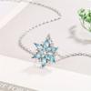 Creative Exquisite Sky Blue Snowflake Pendant Necklace for Women Christmas Birthday Gift
