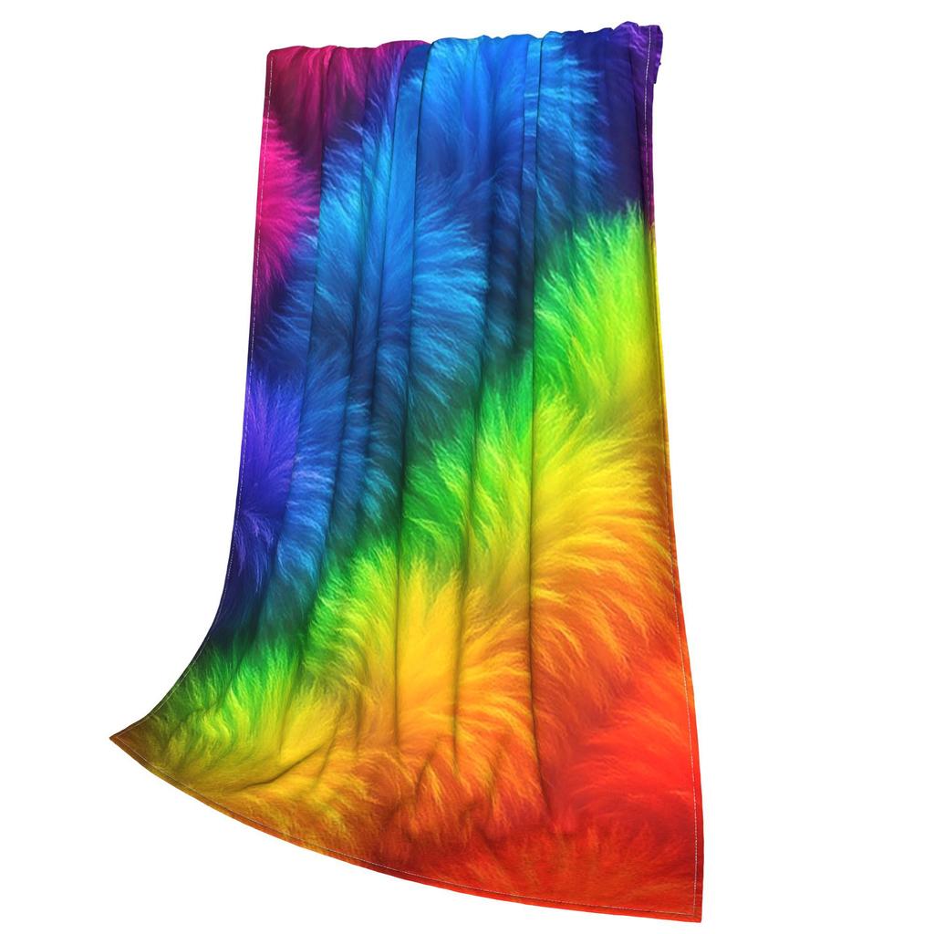 Rainbow Spirits Pompom Parade Blanket Lightweight Flannel Sofa Throw Blanket for Home Bedroom Outdoor Throws Bedspread Quilt