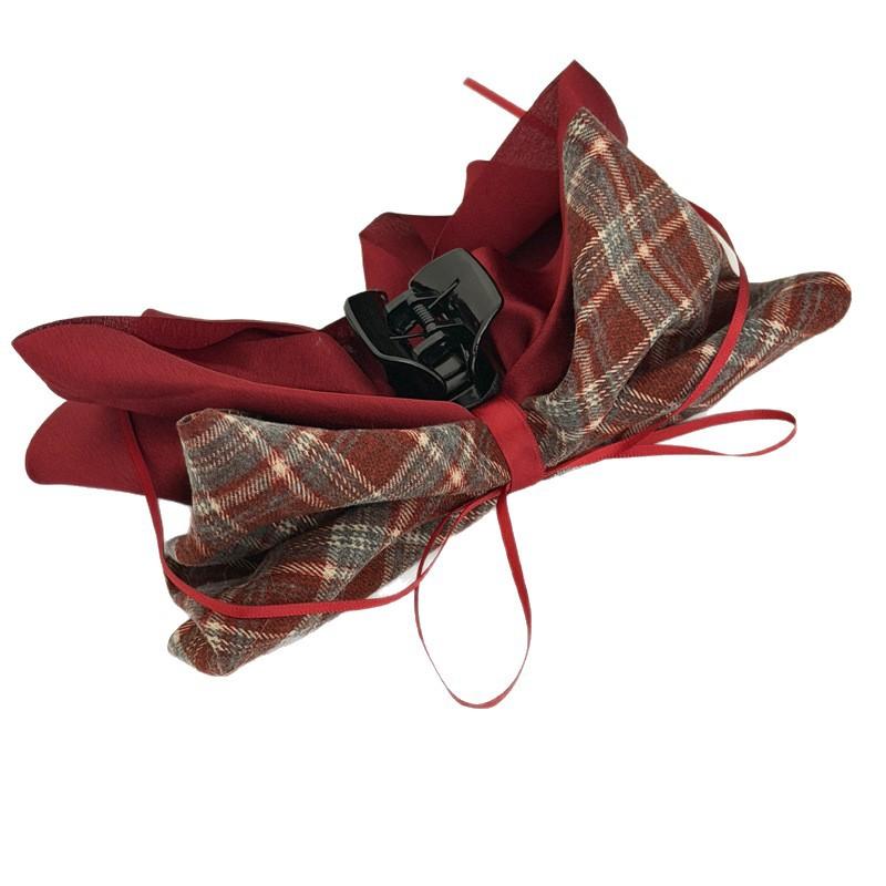 Embroidered Satin Bow Ponytail Clip - A Fashionable and Versatile Hairpin for Updos.