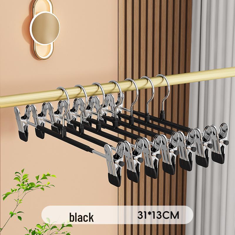 Stainless Steel Non-Slip Clothes Hanger with Plastic-Dipped Pants and Skirt Clips - Traceless Storage Solution