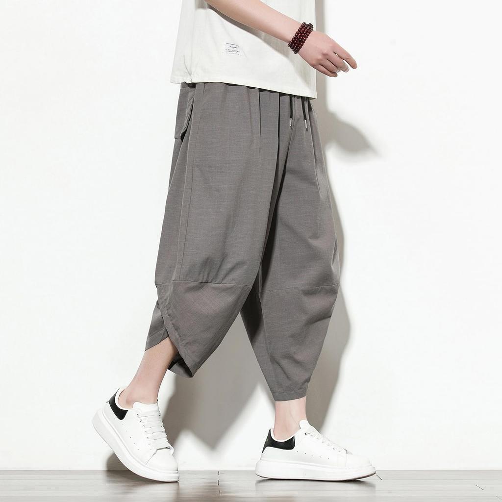 Sarouel Pants for Aladdin Length Loose Summer Cool Cotton Linen Summer Easy Ethnic Linen Balloon M [Fasshonrida] Men, Pants, 7/8 Pants, Fit, Pants,