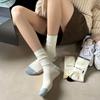 Women's Vertical Stripe Colour Collision Mid-calf Socks Sports Long Stacked Socks Spring and Autumn Socks for Women