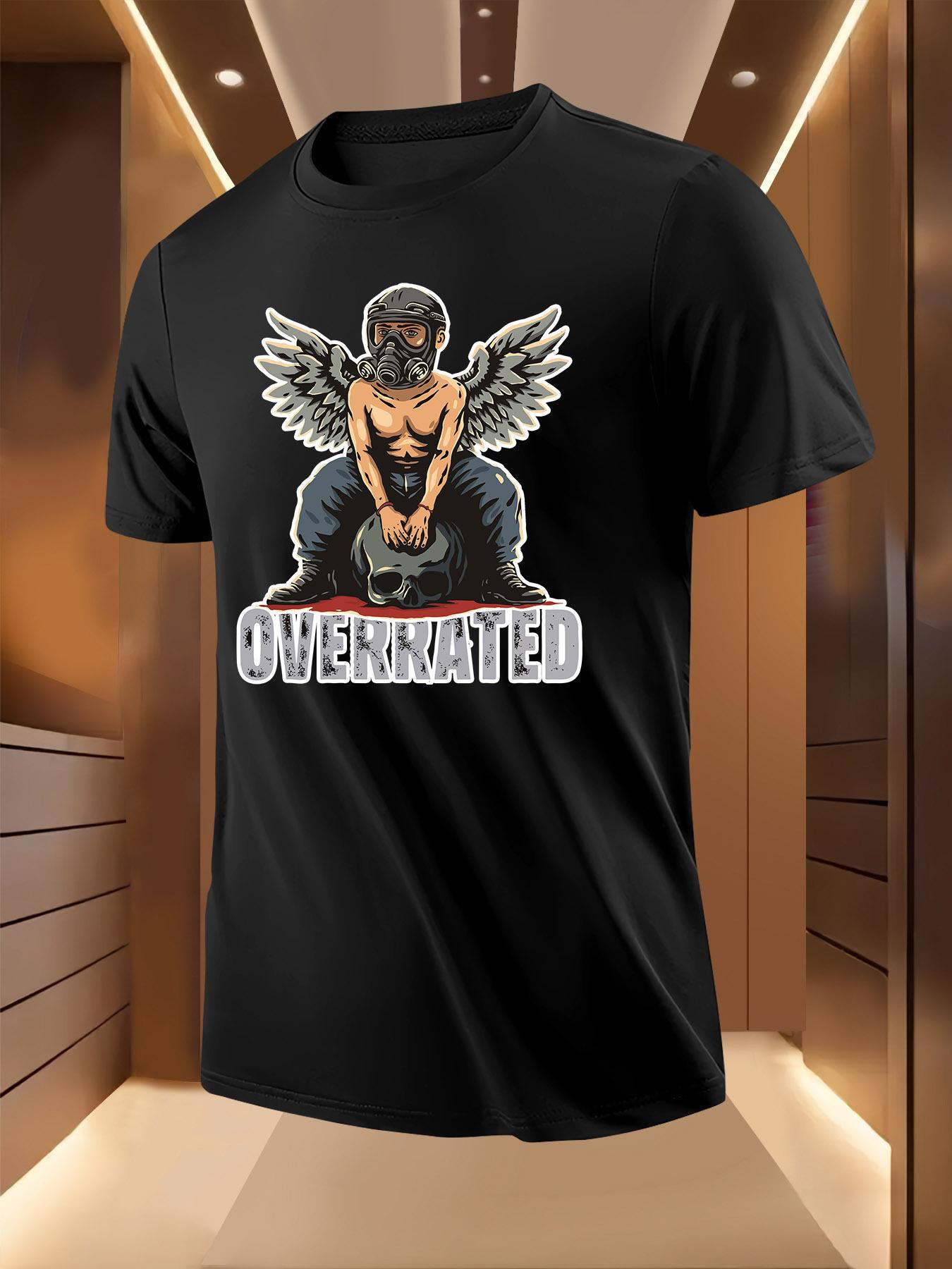 Graphic Tshirt -  Overrated  Skull Wings Design M