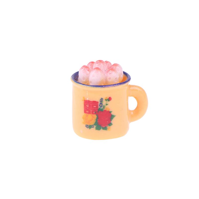 5Pcs Dollhouse Miniature Food Play Scene Decoration Mini Cup Cake Enamel Basin Doll Accessories Toy