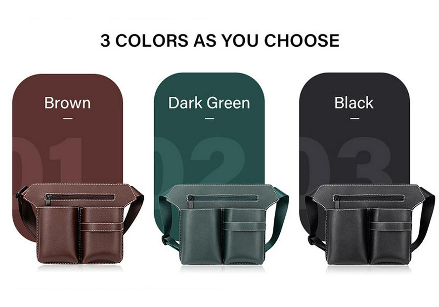PU Leather Barber Apron Bag: Half-Length, Large-Capacity, Crossbody or Waist for Hairdressing Tools and Scissors